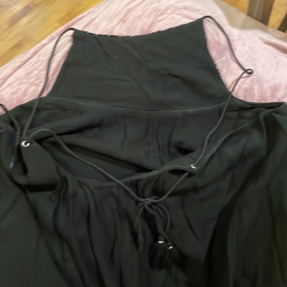 Beaded collarbone black organza maxi dress - Picture 3 of 3